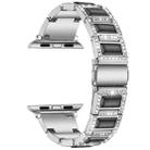 Three-beads Diamond + Gemstone Watch Band For Apple Watch Series 8&7 41mm / SE 2&6&SE&5&4 40mm / 3&2&1 38mm(Silver Black) - 1