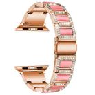 Three-beads Diamond + Gemstone Watch Band For Apple Watch Ultra 49mm / Series 8&7 45mm / SE 2&6&SE&5&4 44mm / 3&2&1 42mm(Rose Gold Pink) - 1