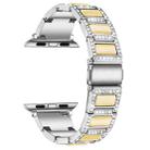 Three-beads Diamond + Gemstone Watch Band For Apple Watch Ultra 49mm / Series 8&7 45mm / SE 2&6&SE&5&4 44mm / 3&2&1 42mm(Silver White) - 1