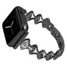 Sector Shape Diamond Metal Watch Band For Apple Watch Series 8&7 41mm / SE 2&6&SE&5&4 40mm / 3&2&1 38mm(Black) - 1