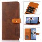 For Motorola Moto G60S KHAZNEH Dual-color Cowhide Texture Horizontal Flip Leather Case with Holder & Card Slots & Wallet & Photo Frame(Brown) - 1