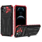 For iPhone 12 Pro Max Kickstand Armor Card Wallet Phone Case(Red) - 1