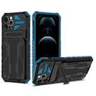 For iPhone 12 Pro Max Kickstand Armor Card Wallet Phone Case(Blue) - 1