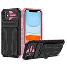 For iPhone 11 Kickstand Armor Card Wallet Phone Case (Pink) - 1