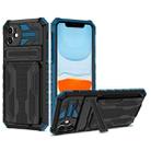 For iPhone 11 Kickstand Armor Card Wallet Phone Case (Blue) - 1