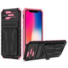 For iPhone X / XS Kickstand Armor Card Wallet Phone Case(Pink) - 1