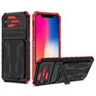 For iPhone X / XS Kickstand Armor Card Wallet Phone Case(Red) - 1