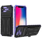 For iPhone X / XS Kickstand Armor Card Wallet Phone Case(Purple) - 1