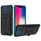 For iPhone XS Max Kickstand Armor Card Wallet Phone Case(Blue) - 1