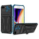 Kickstand Armor Card Wallet Phone Case For iPhone 8 Plus / 7 Plus(Blue) - 1