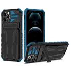 For iPhone 12 Pro Kickstand Armor Card Wallet Phone Case(Blue) - 1