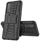 For Vivo iQOO Z3 Tire Texture Shockproof TPU+PC Protective Case with Holder(Black) - 1