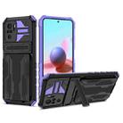 For Xiaomi Redmi Note 10 4G Armor Card PC + TPU Shockproof Case with Card Slot & Invisible Holder(Purple) - 1