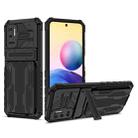 For Xiaomi Redmi Note 10 5G Armor Card PC + TPU Shockproof Case with Card Slot & Invisible Holder(Black) - 1