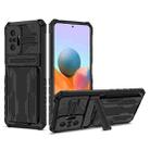 For Xiaomi Redmi Note 10 Pro 4G Armor Card PC + TPU Shockproof Case with Card Slot & Invisible Holder(Black) - 1