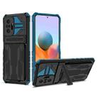 For Xiaomi Redmi Note 10 Pro 4G Armor Card PC + TPU Shockproof Case with Card Slot & Invisible Holder(Blue) - 1