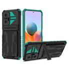 For Xiaomi Redmi Note 10 Pro 4G Armor Card PC + TPU Shockproof Case with Card Slot & Invisible Holder(Dark Green) - 1