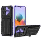 For Xiaomi Redmi Note 10 Pro 4G Armor Card PC + TPU Shockproof Case with Card Slot & Invisible Holder(Purple) - 1