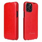 For iPhone 13 Fierre Shann Retro Oil Wax Texture Vertical Flip PU Leather Case(Red) - 2