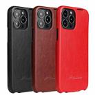 For iPhone 13 Fierre Shann Retro Oil Wax Texture Vertical Flip PU Leather Case(Red) - 6