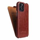 For iPhone 13 Fierre Shann Retro Oil Wax Texture Vertical Flip PU Leather Case(Brown) - 1