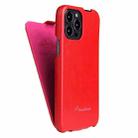 For iPhone 13 mini Fierre Shann Retro Oil Wax Texture Vertical Flip PU Leather Case (Red) - 1