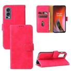 For OnePlus Nord 2 5G Solid Color Skin Feel Magnetic Buckle Horizontal Flip Calf Texture PU Leather Case with Holder & Card Slots & Wallet(Rose Red) - 1