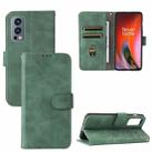 For OnePlus Nord 2 5G Solid Color Skin Feel Magnetic Buckle Horizontal Flip Calf Texture PU Leather Case with Holder & Card Slots & Wallet(Green) - 1