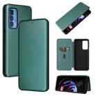 For Motorola Edge 20 Pro Carbon Fiber Texture Horizontal Flip TPU + PC + PU Leather Case with Card Slot(Green) - 1