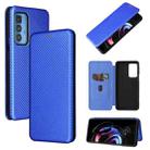 For Motorola Edge 20 Pro Carbon Fiber Texture Horizontal Flip TPU + PC + PU Leather Case with Card Slot(Blue) - 1