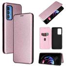 For Motorola Edge 20 Pro Carbon Fiber Texture Horizontal Flip TPU + PC + PU Leather Case with Card Slot(Pink) - 1