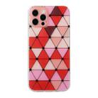 For iPhone 12 Pro Max Hollow Diamond-shaped Squares Pattern TPU Precise Hole Phone Protective Case(Red) - 1