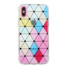 For iPhone X / XS Hollow Diamond-shaped Squares Pattern TPU Precise Hole Phone Protective Case(Pink) - 1