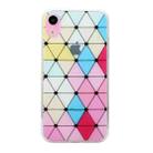 For iPhone XR Hollow Diamond-shaped Squares Pattern TPU Precise Hole Phone Protective Case(Pink) - 1