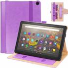For Amazon Kindle Fire HD 10/HD 10 Plus 2021 Retro Texture PU Leather Horizontal Flip Leather Case with Holder & 2 Card Slots & Hand Strap & Sleep / Wake-up Function(Purple) - 1