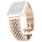 Women Five Beads Stainless Steel Watch Band Width: 20mm For Apple Watch Ultra 49mm / Series 8&7 45mm / SE 2&6&SE&5&4 44mm / 3&2&1 42mm(Rose Gold) - 1