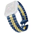 Women Five Beads Stainless Steel Watch Band Width: 20mm For Apple Watch Ultra 49mm&Watch Ultra 2 49mm / Series 9&8&7 45mm / SE 3&SE 2&6&SE&5&4 44mm / 3&2&1 42mm(Blue + Gold) - 1