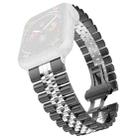 Women Five Beads Stainless Steel Watch Band Width: 20mm For Apple Watch Ultra 49mm / Series 8&7 45mm / SE 2&6&SE&5&4 44mm / 3&2&1 42mm(Black + Silver) - 1