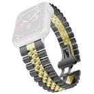 Women Five Beads Stainless Steel Watch Band Width: 20mm For Apple Watch Series 8&7 41mm / SE 2&6&SE&5&4 40mm / 3&2&1 38mm(Black + Gold) - 1