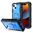 For iPhone 13 mini PC + Rubber 3-layers Shockproof Protective Case with Rotating Holder (Black + Blue) - 1