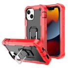 For iPhone 13 mini PC + Rubber 3-layers Shockproof Protective Case with Rotating Holder (Red + Black) - 1