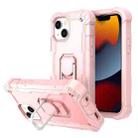 For iPhone 13 mini PC + Rubber 3-layers Shockproof Protective Case with Rotating Holder (Rose Gold) - 1