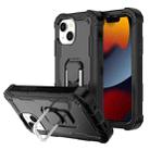 For iPhone 13 PC + Rubber 3-layers Shockproof Protective Case with Rotating Holder(Black) - 1