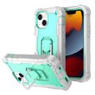 For iPhone 13 PC + Rubber 3-layers Shockproof Protective Case with Rotating Holder(Grey White + Mint Green) - 1