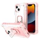 For iPhone 13 PC + Rubber 3-layers Shockproof Protective Case with Rotating Holder(Rose Gold) - 1