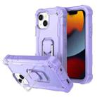 For iPhone 13 PC + Rubber 3-layers Shockproof Protective Case with Rotating Holder(Purple) - 1