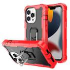 For iPhone 13 Pro PC + Rubber 3-layers Shockproof Protective Case with Rotating Holder (Red + Black) - 1