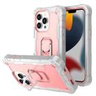 For iPhone 13 Pro PC + Rubber 3-layers Shockproof Protective Case with Rotating Holder (Grey White + Rose Gold) - 1