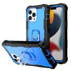 For iPhone 13 Pro Max PC + Rubber 3-layers Shockproof Protective Case with Rotating Holder (Black + Blue) - 1