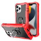 For iPhone 13 Pro Max PC + Rubber 3-layers Shockproof Protective Case with Rotating Holder (Red + Black) - 1